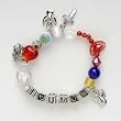 I Love Mom Story Glass Beaded Bracelet Size Large 7-7.5" #40564