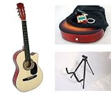 38 Natural Acoustic Cutaway Guitar Combo with Accessories and FREE Stand
