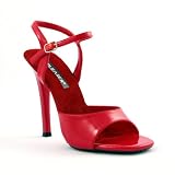 5 Inch Womens Comfortable High Heel Shoes Evening Shoes With Ankle Strap Red Patent