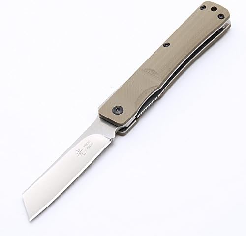 KnifeStyle Extremely Sharp Edge Genuine D2 Steel Blade G10 Handle Assisted Opening Straight Razor Pocket Folding Knife (Beige)