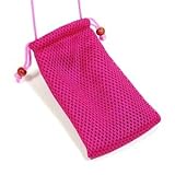 Cosmos ® Hot Pink Fashionable Grid Breathable case bag pouch/ Neck Strap for Cellphone / Digital Camera /MP3/MP4/ iphone 4 4s 3 3Gs + Cosmos cable tie