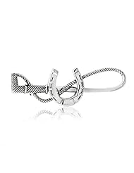Bling Jewelry Horsewhip and Horseshoe Equestrian Brooch Pin 925 Sterling Silver