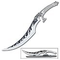 Silver Dragon Flame Curved Fantasy Knife
