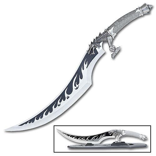 Cover image : Silver Dragon Flame Curved Fantasy Knife