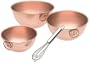 Old Dutch Copper Beating Bowls and Whisk, Set of 3