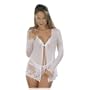 Escante Women's Cherie Long-Sleeved Mesh Sleep Shirt and Matching Lace G-String