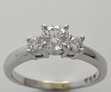 14k White Gold Three Stone Engagement Ring