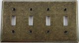 Aged Antique Brass 4 Gang Toggle Wall Plate