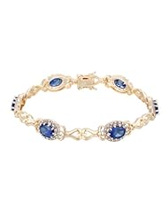Gold over Sterling Silver Blue and Diamond Accent Arabian Princess Bracelet