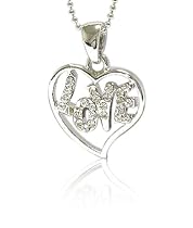 Silver Crystal Heart Charm Pendant Necklace Fashion Jewelry