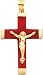 14K Gold Red Jade Crucifix Pendant