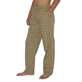 Mens Roots Cotton Plaid Sleepwear / Pajama Pants - Khaki