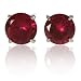 Sterling Silver 6mm Round Simulated Ruby Stud Earrings by Charles Winston