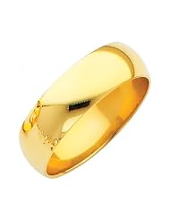 14k Yellow Gold 6mm Plain Wedding Ring Ring for Men & Women - Size 10 by 