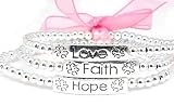 Faith, Hope, and Love Silver Bead Stretch Bracelet Set