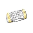 14K Two Tone Gold 1 ct. Four Row Princess Cut Diamond Ring