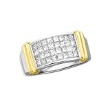 14K Two Tone Gold 1 ct. 4 Row Princess Cut Diamond Ring
