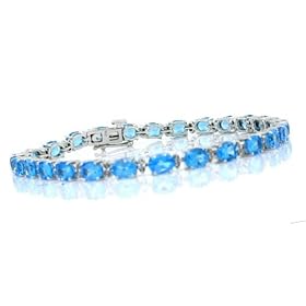 11.53ct Blue Topaz and Diamond Bracelet in 14Kt White Gold by