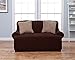 Home Fashion Designs Form Fit, Slip Resistant, Stylish Furniture Shield/Protector Featuring Lightweight Corduroy Fabric. Lucia Collection Basic Strapless Slipcover Brand. (Loveseat, Chocolate)