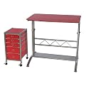 Skandia Glass Top Desk w/ File - Red