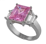 Sterling Silver Rectangular Cut CZ Ring