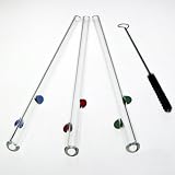 Glass Dharma Set of 3 Glass Straws with Brush,Decorative Dots,Assorted