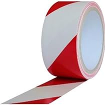 Bertech BERST-2RW Red/White Safety Warning Vinyl Tape, 18 yd Long, 2