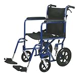 Medline Excel Deluxe Aluminum Transport Wheelchair, 19 x 16, 300 lbs.