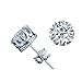 Acxico Crown Shape with Diamond Inlaid Stud Earrings