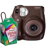 Fuji Instax Mini 7S Package, includes Fujifilm Instax mini 7S (Chocco)+Instax mini film Twin Pack (2 x 10= 20 exp.)