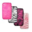 Premium Zebra Design Soft Durable Silicone Skin Cover Soft Case for Apple iPhone 3G / 3G S (Choose from 4 Colors; Black/White, Hot Pink/Black, Pink/White, Hot Pink/Transparent Pink)