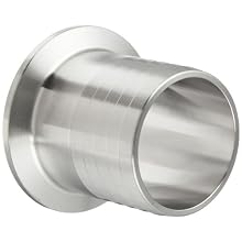 Parker Sanitary Tube Fitting, Stainless Steel 304, Rubber Hose Adapter, 1-1/2" Tube OD x 1-1/2" Hose ID