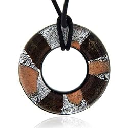 Pugster Murano Glass Chocolate Round Pendant Necklaces