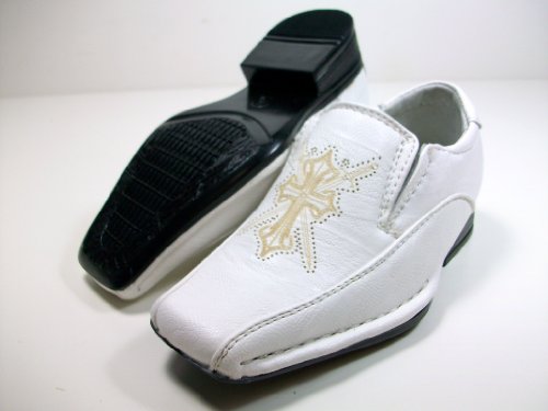 Toddler Boys White Cross Design Dress Shoes