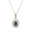 Necklace With Diamond and Created Emerald Crafted in Yellow Gold Length 18in