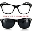 Pack of 2 Black Wayfarer Sunglasses 80s Vintage Shades Clear Lens & Dark Lens