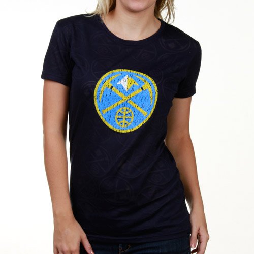 Denver Nuggets Ladies Navy Blue Burnout Premium T-shirt (X-Large)