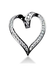 14K Gold Channel set Diamond Heart Pendant (1.20 cttw, F - G Color, SI2 Clarity)