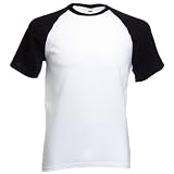 Fruit of the Loom Baseball T-Shirt - White / Black Large