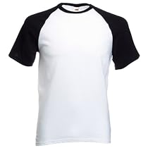 Fruit of the Loom Baseball T-Shirt - White / Black Small