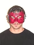 Red Black Leather Devil Venetian Masquerade Mask