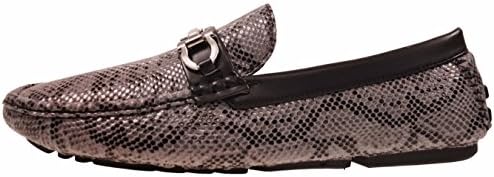 Concrete Mens Driving Shoe Loafer in Grey Snake Skin Print w. Silver Ornament : Style Viper-011 12 D (M) US
