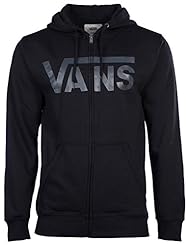 Apparel: Vans Mens Classic Logo Full Zip Skateboarding Hoodie-Black/Gravel-XL