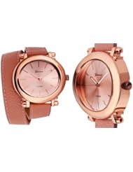 Geneva Platinum Leather Wrap Ladies Watch