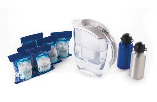 Brita Anniversary Pack Elemaris XL White + Cartridges + 2 Aluminium Sports Bottles