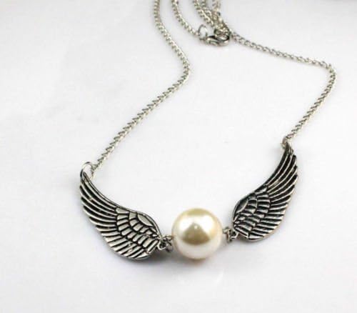 Silver Double Sided Angel Wings Necklace