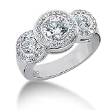 2.25 ctw 3 Stone Antique Style Diamond Engagement Ring,14k Gold