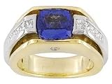 14K Two-Tone Gold Man's Tanzanite and Diamond Ring