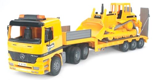 MB Flatbed Truck with Bulldozer in Yellow