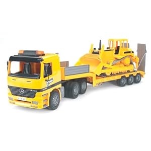 MB Flatbed Truck with Bulldozer in Yellow by Bruder Toys